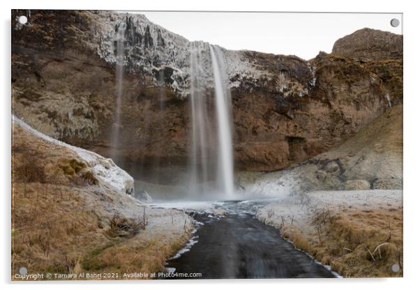 Seljalandsfoss Waterfall, Iceland Acrylic by Tamara Al Bahri