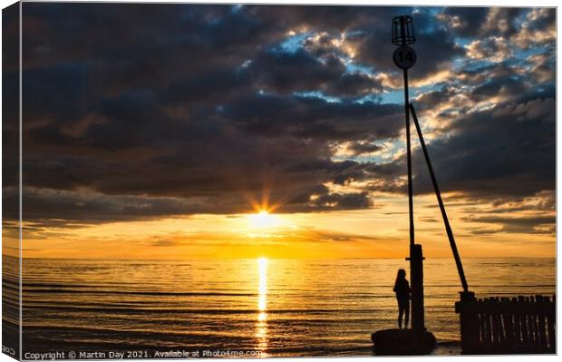 Majestic Sunset Silhouette on The wash Hunstanton Canvas Print by Martin Day