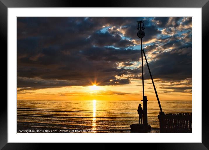 Majestic Sunset Silhouette on The wash Hunstanton Framed Mounted Print by Martin Day