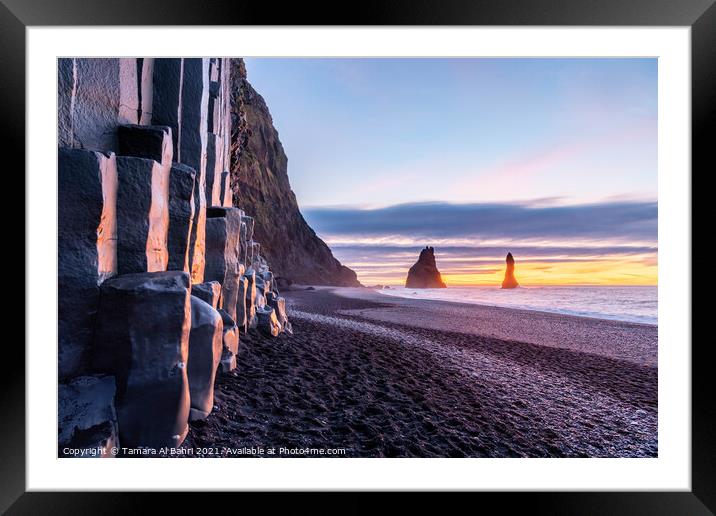Reynisfjara Black Sand Beach, Iceland Framed Mounted Print by Tamara Al Bahri