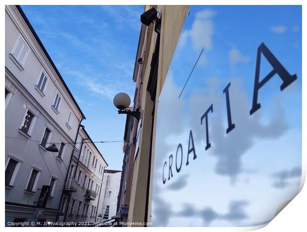 Sky reflection on Croatia table board in Rijeka Print by M. J. Photography