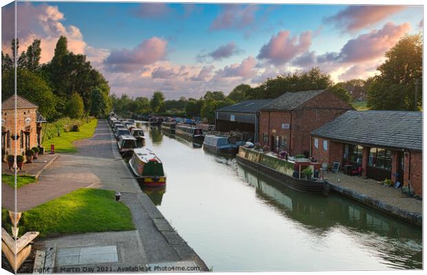Narrow Boats on the Grand Union Canal, Braunston Canvas Print by Martin Day