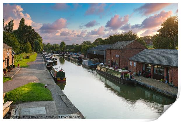Narrow Boats on the Grand Union Canal, Braunston Print by Martin Day
