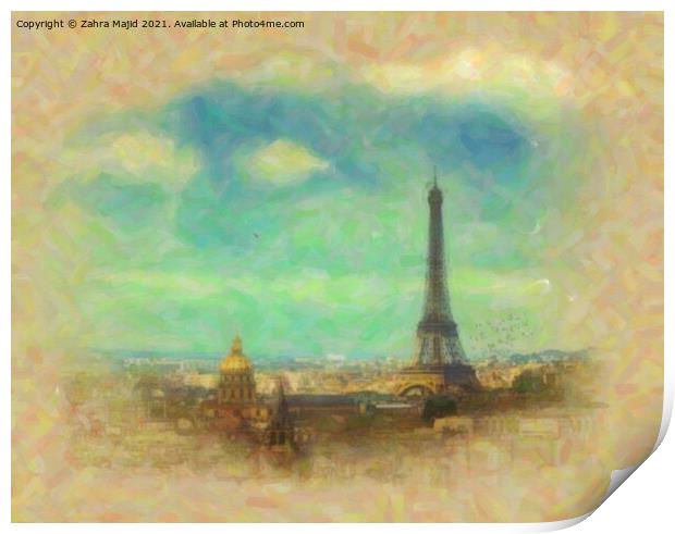 Picturesque Paris Print by Zahra Majid
