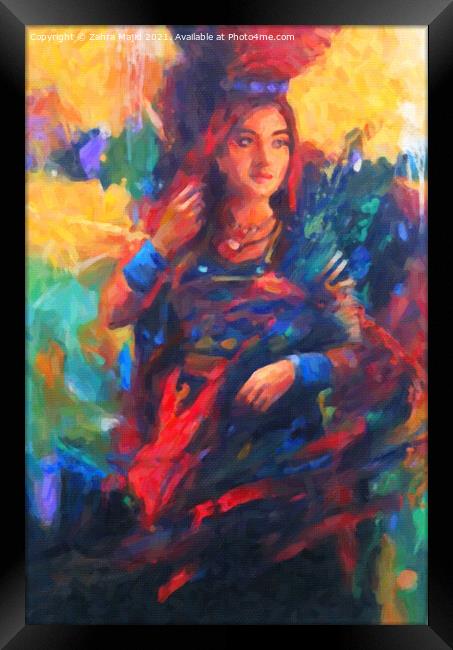 Artsy Colourful take on the Cultural Portrait Framed Print by Zahra Majid