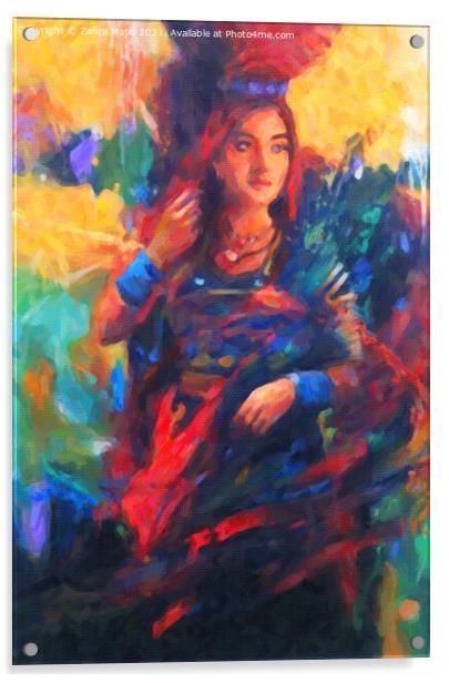 Artsy Colourful take on the Cultural Portrait Acrylic by Zahra Majid