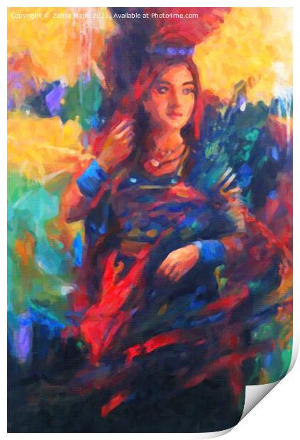 Artsy Colourful take on the Cultural Portrait Print by Zahra Majid