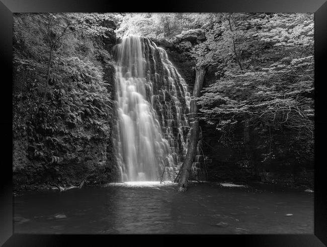 Falling Foss in black and white Framed Print by Kevin Winter