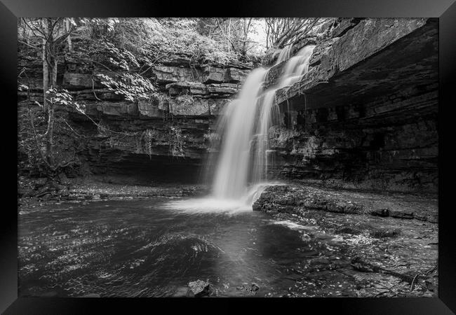 Summerhill force in Black and White Framed Print by Kevin Winter