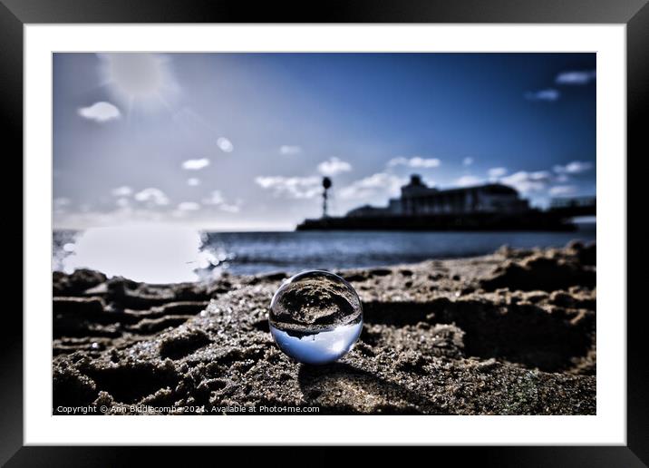 Bournemouth beach sphere Framed Mounted Print by Ann Biddlecombe