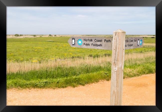 Norfolk coast path sign Framed Print by Jason Wells