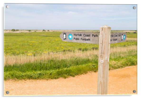 Norfolk coast path sign Acrylic by Jason Wells