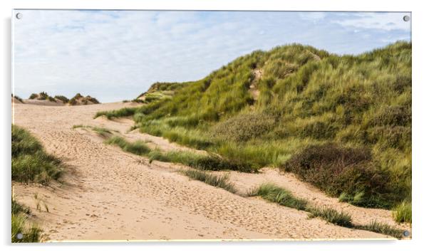 Formby sand dunes panorama Acrylic by Jason Wells