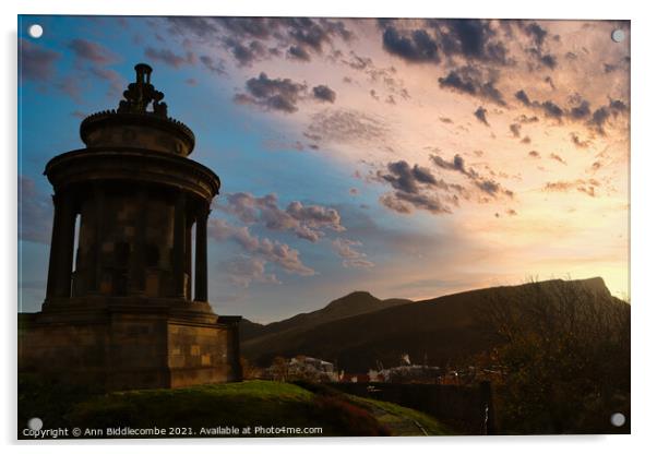 Sunrise over the Burns monument Acrylic by Ann Biddlecombe