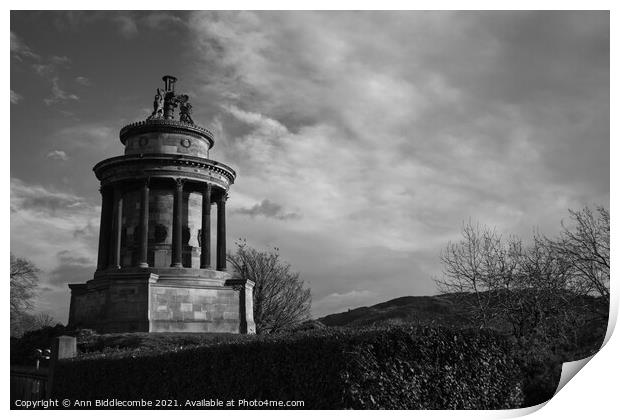 Burns Monument in black and white Print by Ann Biddlecombe