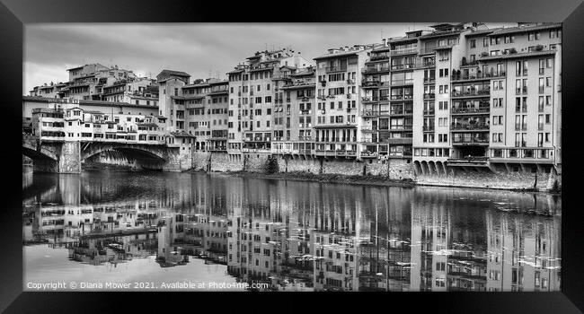 Florence Italy Architecture monochrome Framed Print by Diana Mower