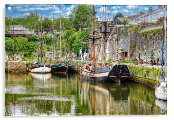 Serene Schooners in Charlestown Acrylic by Roger Mechan