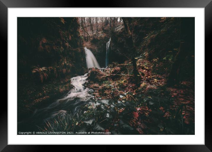 Sloughan Glen waterfall Framed Mounted Print by Arnie Livingston