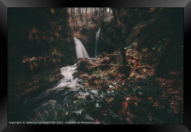Sloughan Glen waterfall Framed Print by Arnie Livingston