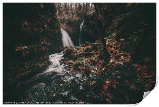 Sloughan Glen waterfall Print by Arnie Livingston