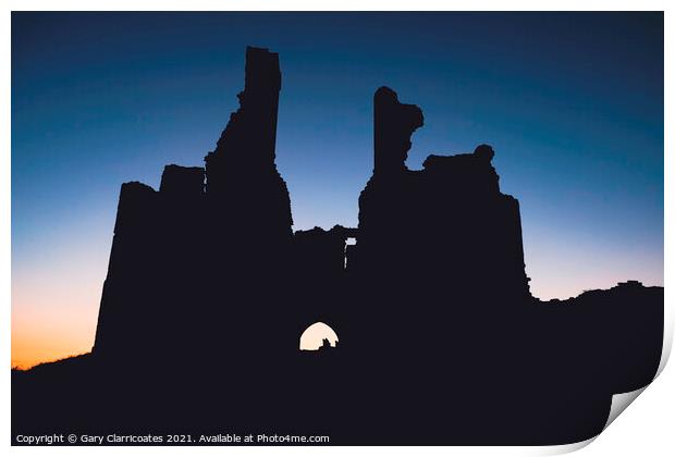 Dunstanburgh Silhouette Print by Gary Clarricoates