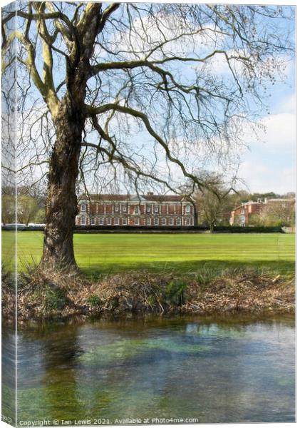 Across The Itchen to Winchester College Canvas Print by Ian Lewis