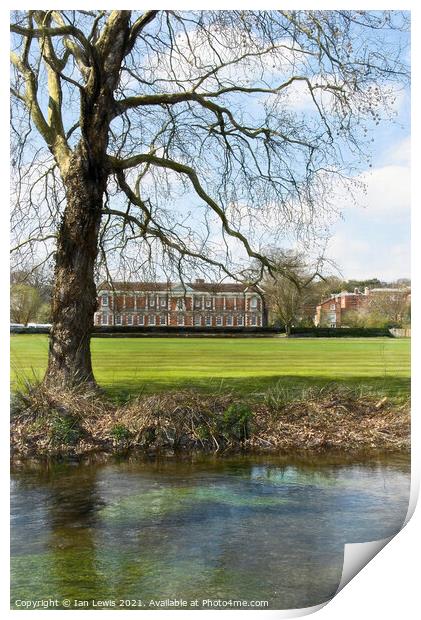 Across The Itchen to Winchester College Print by Ian Lewis