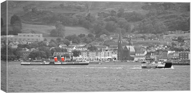 PS Waverley at Largs monchrome Canvas Print by Allan Durward Photography