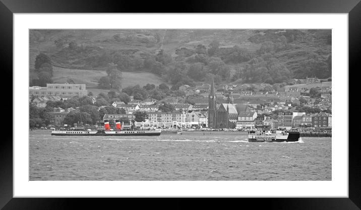 PS Waverley at Largs monchrome Framed Mounted Print by Allan Durward Photography