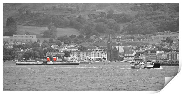 PS Waverley at Largs monchrome Print by Allan Durward Photography