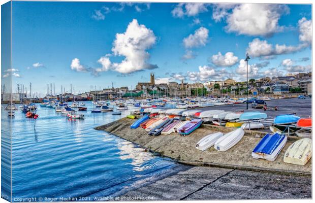 Vibrant Penzance Port Canvas Print by Roger Mechan