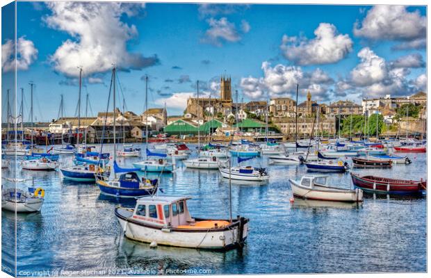 Serene Penzance Harbour Canvas Print by Roger Mechan