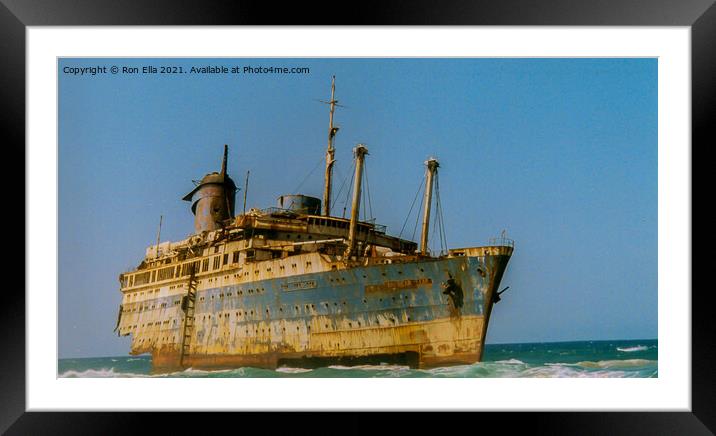 American Star Wrecked on Fuerteventura Shoreline Framed Mounted Print by Ron Ella