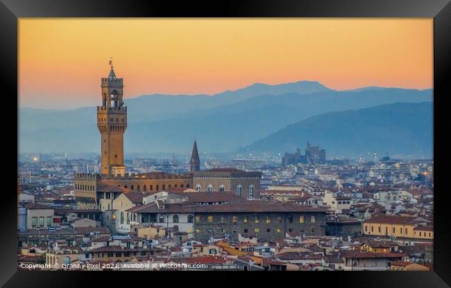 Palazzo Vecchio at sunset Framed Print by Margaret Ryan