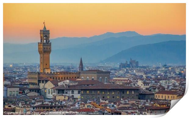 Palazzo Vecchio at sunset Print by Margaret Ryan
