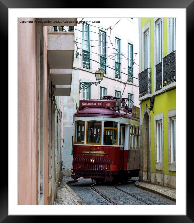 Lisbon Tram Framed Mounted Print by Jo Sowden