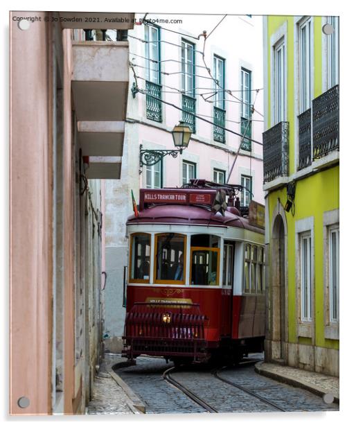 Lisbon Tram Acrylic by Jo Sowden