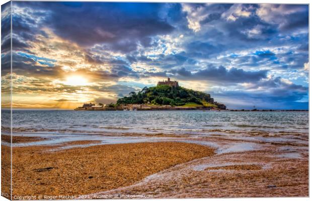 Serene Sunset at St. Michael's Mount Canvas Print by Roger Mechan