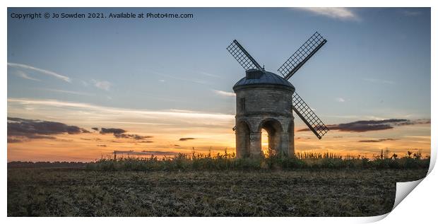 Chesterton Windmill at sunset Print by Jo Sowden