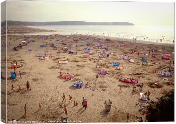 Woolacombe, crowded beach Canvas Print by Chris Rose