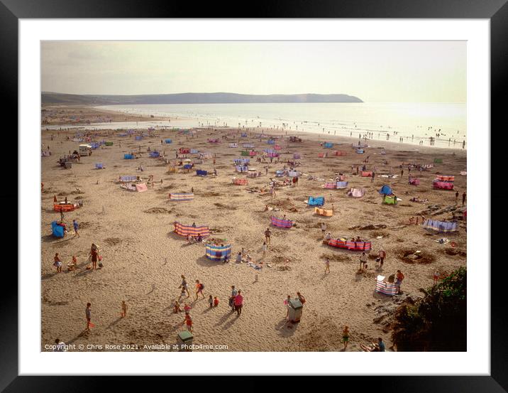 Woolacombe, crowded beach Framed Mounted Print by Chris Rose