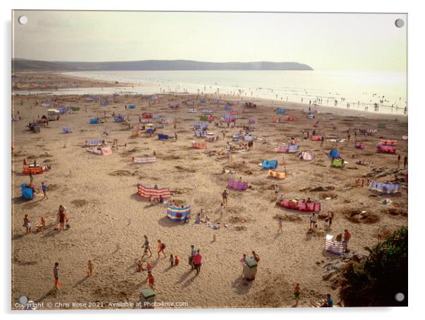 Woolacombe, crowded beach Acrylic by Chris Rose