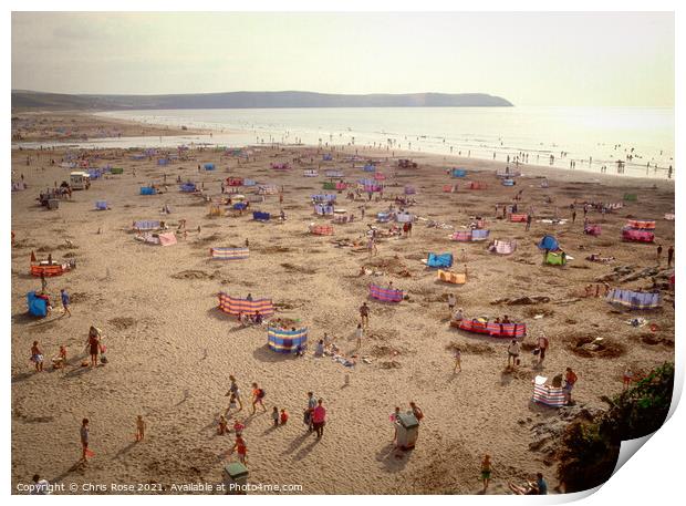 Woolacombe, crowded beach Print by Chris Rose