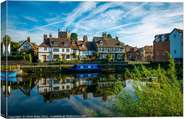 Cottages near Abbey Mill in the town of Tewkesbury Canvas Print by Chris Rose