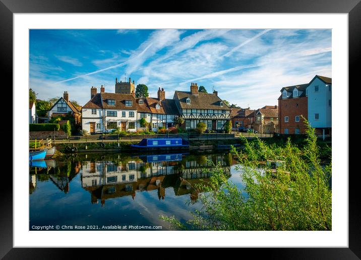Cottages near Abbey Mill in the town of Tewkesbury Framed Mounted Print by Chris Rose