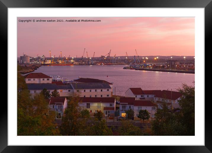Sunset to night  Framed Mounted Print by andrew saxton