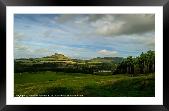 A distant view of Roseberry Topping - The Yorkshir Framed Mounted Print by Michael Shannon