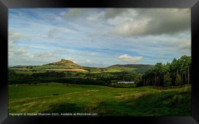 A distant view of Roseberry Topping - The Yorkshir Framed Print by Michael Shannon