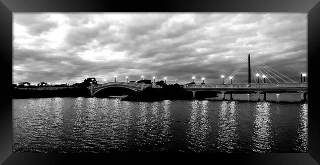 Venetian Bridge Twilight, Monochrome Framed Print by Michele Davis