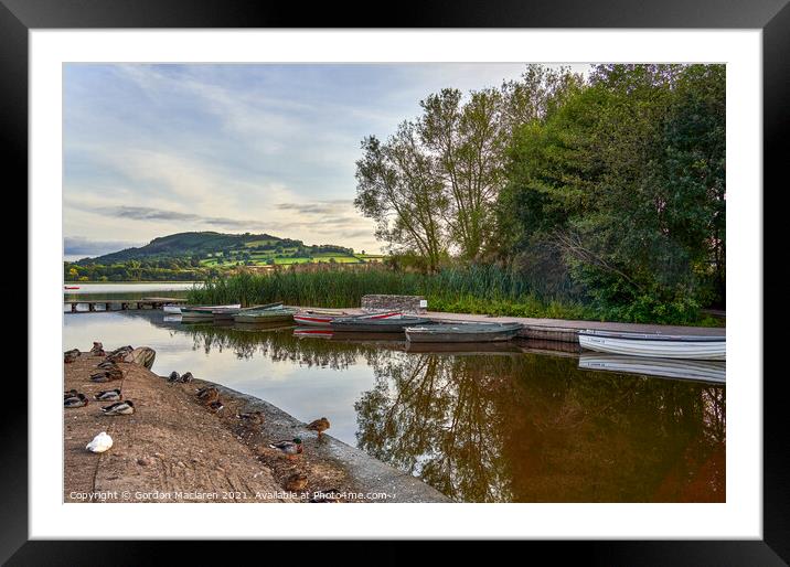 Ducks & Boats, Llangorse Lake South Wales Framed Mounted Print by Gordon Maclaren